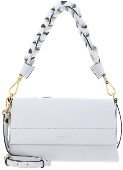 COCCINELLE Leren schoudertas Boheme Grana Double Shoulder Bag Snow / Greenery Lichtblauw