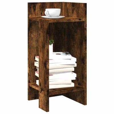 vidaXL - Bijzettafels - 2 - st - met - plank - 25,5x27x60 - cm - gerookt - eikenkleurig