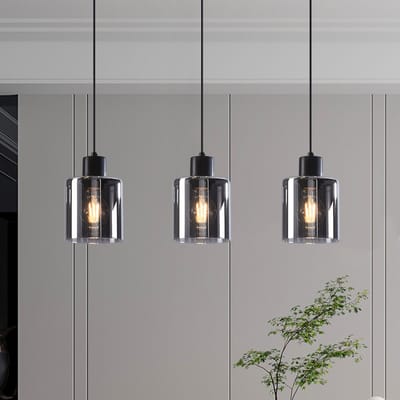 LumenXL - Zwarte hanglamp Palaio - smoke glas, 3-lichts