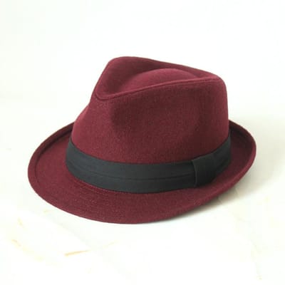 Lente Zomer Mannen Wol Fedoras Buiten Unisex Warm Houden Opgerolde Rand Vilt Hoed Britse Retro Veelzijdige Casual Gentleman Hoed Adjustable black