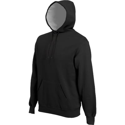 Kariban Heren Zware Contrasterende Hooded Sweatshirt / Hoodie (Zwart)