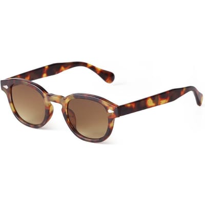Vintage Klink Schildpad Rond Zonnebril dames Heren Ontwerp Retro Gele Blauwe Lens Vierkant Zonnebril Vrouwelijk UV400 As the picture brown
