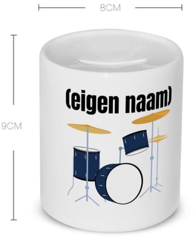 Akyol - drumstel met eigen naam Spaarpot - Drummen - muziek liefhebbers - drummers - verjaardag - cadeau - kado - - 350 ML inhoud