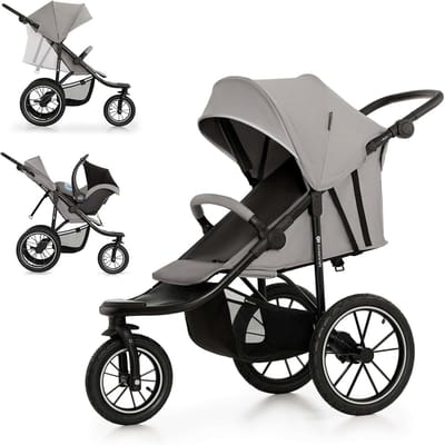 Kinderbuggy - Wandelwagen - Buitenactiviteiten - Grote luchtbanden - Tot 27 kg - Grijs