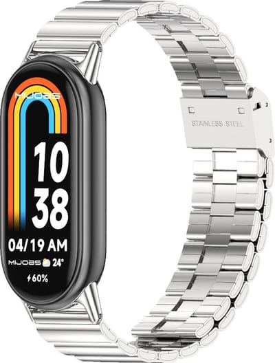 By Qubix - Stalen band - Zilver - Geschikt voor Xiaomi Smart Band 8 / 9 / 10