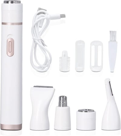 Elektrisch Scheerapparaat - Damesontharer - Gladde Huid - 5 Multifunctionele Koppen - USB Oplaadbaar - Wit