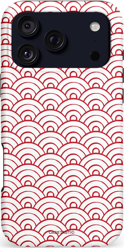 Casetastic hoesje geschikt voor Apple iPhone 17 Pro Max - MagSafe - Dubbellaagse bescherming - Golfjes - Fashion Case - Wit Lichtroze Koraal Lichtgrijs