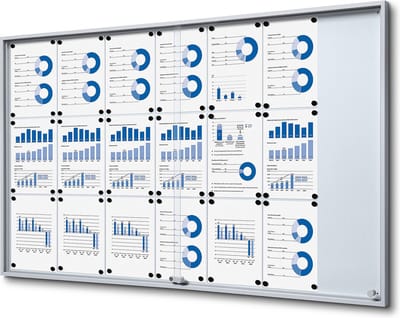 Vergrendelbaar Notitiebord met Schuifdeuren Slim 21x A4 - Syna SCSLG21XA4 - Horeca & Professioneel