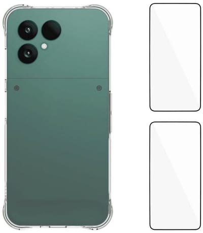 Telestore - Silicone gel transparant hoesje back cover met 2x glas screenprotector - telefoonhoesje geschikt voor Fairphone 6 / Fairphone 6+