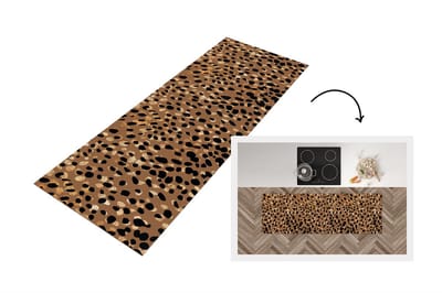 Keukenloper - Loper keuken - Dierenprint - Luipaard - Goud - Bruin - 150x50 cm - Keukenloper vinyl