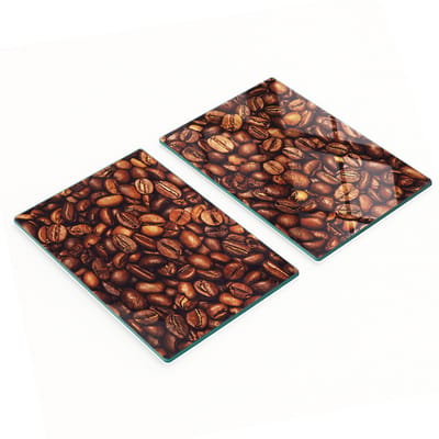 Set van twee decoratieve glazen snijplanken in de vorm van koffiebonen, 2x40x52 cm