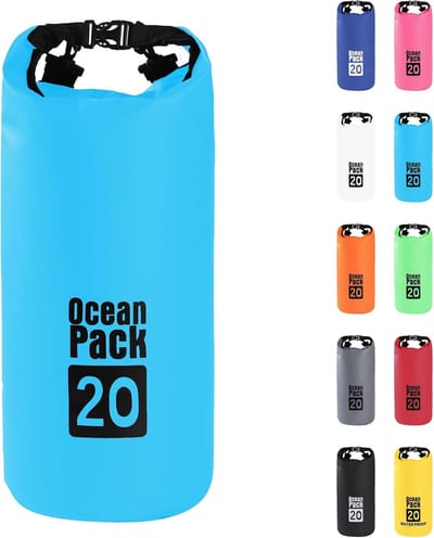 Thijox - 20L Hemelsblauw Waterdichte Tas, Dry Bag 2L/5L/10L/15L/20L/30L met Verstelbare Riem, Roll Top Rugzak voor Zwemmen, Raften, Varen, Kamperen, S