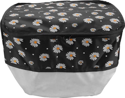 Fietskrat Afdekhoes Mand Krat Hoes Waterdicht Bloemen Zwart Madeliefje 31x33x26cm