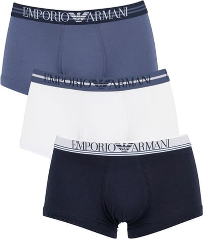 Emporio Armani - Heren - 3-pack Trunk - Donkerblauw, Wit - XL
