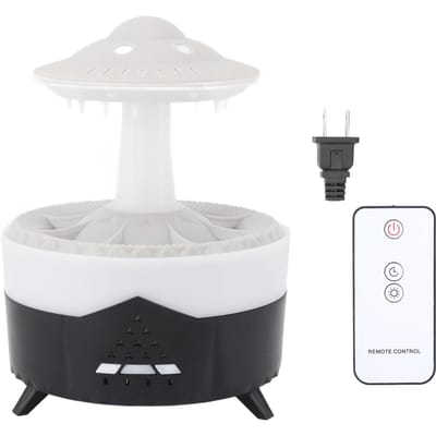 Waterdruppel Aromatherapie Diffuser 7 Kleuren Licht Paddenstoel Regen Luchtbevochtiger met Afstandsbediening voor