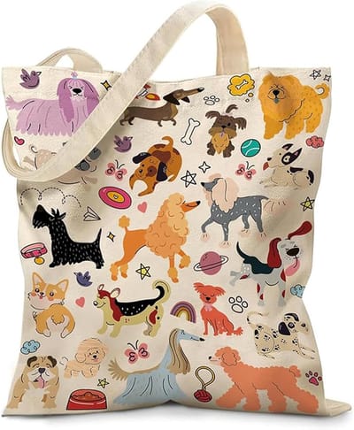 Honden Pouch Set: Herbruikbare Tas met Hondenmotief, Perfect Cadeau voor Dierenliefhebbers en Ideaal voor School, Werk en Strand