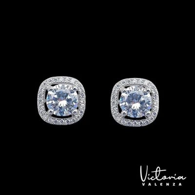 Victoria Valenza 925 Sterling Zilveren Entourage Oorbellen met Zirkonia Stenen - Oorknoppen - 925 sterling zilver - Zilverkleurig - Zirkonia