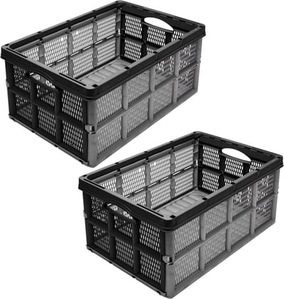 Garronda Transportbox 51x34,5x22,5 cm – Opvouwbaar – 2 stuks – Grijs/Zwart – GD-CRI-FoldBox