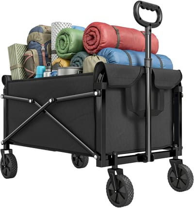 Outsunny Campingkar-Metaal, Oxford-stof-78L x 47,5B x 93H cm-Zwart