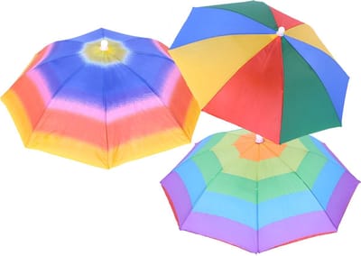 Somstyle 3x Regenboog Hoofdparaplu - Paraplu Hoed - Parasol Hoed - Zonbescherming