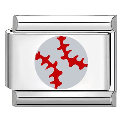 Quiges - Schakel - Bedel - 9mm - charms - Honkbal - Geschikt voor - armband - Schakelarmband - italy bedels armband