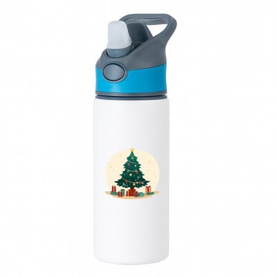 Hacebo® - Kerst kerstboom waterfles met rietje blauw - Kerstmis - Kerst beker - winter - kerst - christmas - kerst cadeau - water fles - 650ML