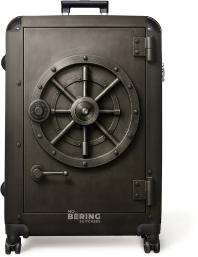 NoBoringSuitcases.com® - Koffer groot - Reiskoffer lichtgewicht - Oude kluisdeur met stalen draaiwiel - Rolkoffer met 4 wielen - Grote trolley XL - 98 liter bagage