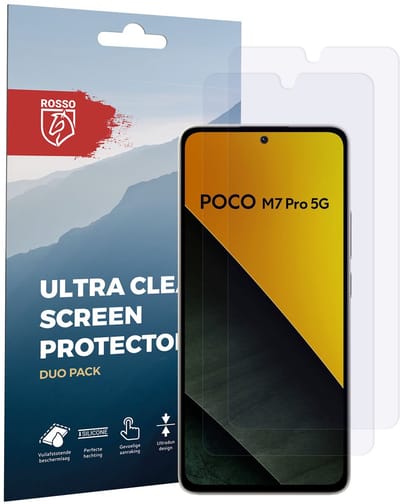 Rosso Screen Protector Geschikt voor Xiaomi Poco M7 Pro | Ultra Clear Duo Pack | TPU Folie | Case Friendly Beschermfolie | 2 Stuks