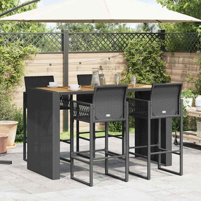 vidaXL - 5-delige - Tuinbarset - zonder - kussens - poly - rattan - acacia - zwart