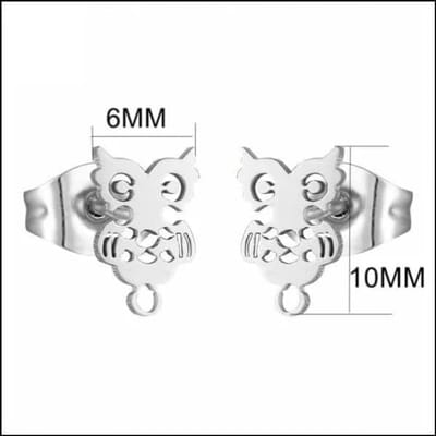 Aramat Jewels | Oorbellen | RVS Dieren Oorbellen Diverse Motieven - Dierenliefhebber Oorstekers | Uil-10x6mm | |8mm | Staal | Kinderen, Volwassenen | Verkleurd niet