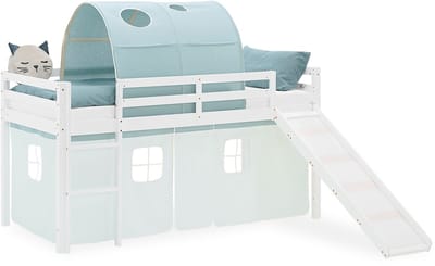 Homestyle4u Hoogslaper - 90x200 cm - Mint - met glijbaan
