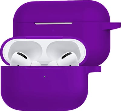 Hoesje Geschikt voor Apple Airpods Pro - Siliconen Hoes met Clip - Silicone Case Cover - Paars