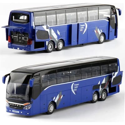 1:32 Hoge Kwaliteit Legering Zakelijke Bus Model Metaal Diecast Simulatie Luxe Dubbeldeks Toeristenbus Pull Back Auto Mooie Speeltjes Voor Kinderen gray