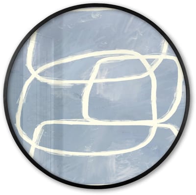 Poster in lijst Rond - Fotolijst 60x60 cm - Posters - Abstract - Blauw - Kunst - Ronde posterlijst zwart - Decoratie - Wanddecoratie woonkamer - Muurdecoratie slaapkamer
