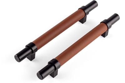 Brute Strength – Leren handgrepen - 128 mm hartafstand - 4 stuks – zwart & bruin - leer & RVS - meubelgrepen - deurgreep keuken - handgrepen kast – ladekast – handgreep deurtjes - handvaten kast - 192 mm totale lengte