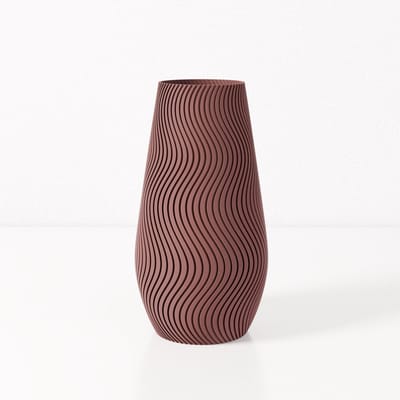 Fleuriek vaas SOFIA - Bordeaux rood H30 cm - Smalle designvaas voor tafel of dressoir - Golvend patroon