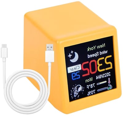 Digitale Wekker - Weerstation Klok - Realtime Weer - Wifi Connectiviteit - 6 x 6 x 4 cm - Geel