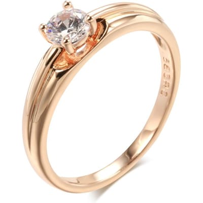 Klassieke bruidsring, roségoudkleurig, met witte natuurlijke zirkonia, eenvoudige Koreaanse ring voor dames, dagelijkse fijne sieraden. 7 beige