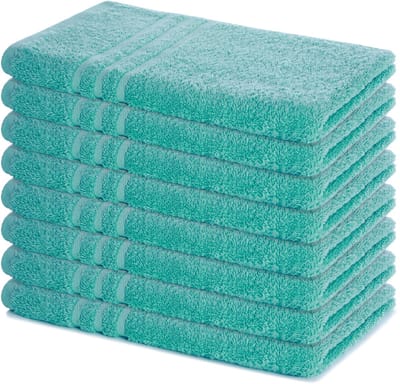 Lavea® Set van 8 Handdoeken 50x100 cm, 100% Katoen – Zacht en Absorberend – Perfect als Handdoek voor Thuis en Hotel – Turkoois