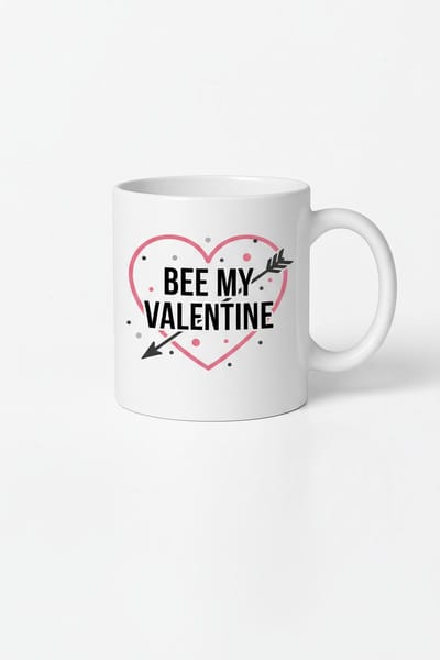 Valentijn Mok 'Bee My Valentine' met Hart en Pijl - Romantisch Cadeau
