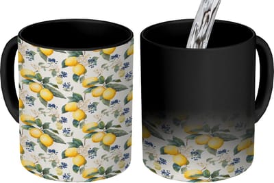 Magische Mok - Foto op Warmte Mokken - Koffiemok - Frans - Citroen - Citrus - Bloesem - Geel - Groen - Blauw - Magic Mok - Beker - 350 ML - Theemok