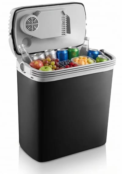 BIXc®- Elektrische Koelbox, 26 Liter, 3-voudige Stroomvoorziening, Koelen & Verwarmen - Auto, Camping, strand, vakantie.