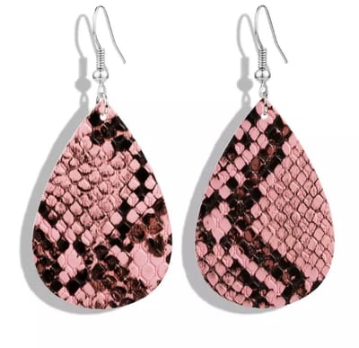 Jomide Oorhangers Slangenprint - Leer - Roze