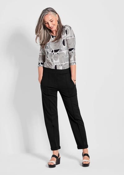 Jersey broek CARLA van kreukarme viscose - zwart - Gr. 38 van Goldner Fashion