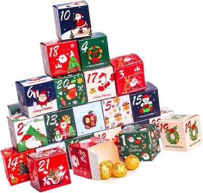 Adventskalender - Snoepbox - Kerstversiering - Kerst - Kerstcadeau voor haar - Adventskalender 2025 - 24 dagen - Feestdagen snoepdoosset - Decoratieve cadeauverpakking voor de feestdagen - Thuis - Kantoorartikelen - Creatief ontwerp van de kerstafte
