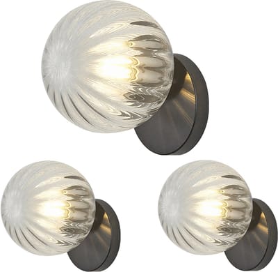 Set van 3 Wandlamp Binnen Glas Wandlampen Moderne voor Slaapkamer Woonkamer Badkamer Zwart