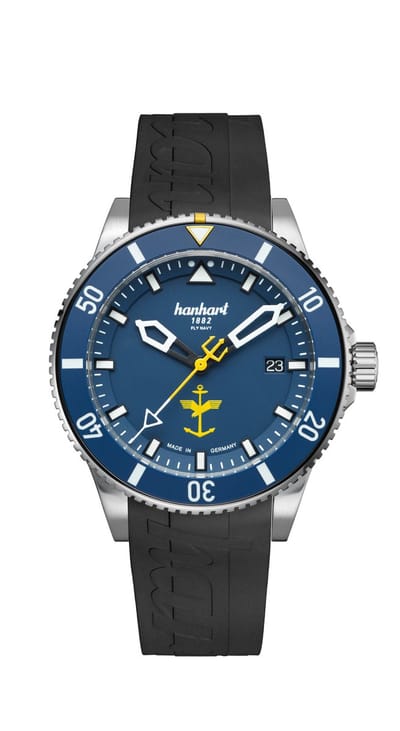 Hanhart FLY NAVY Aerosphere - Horloge - zwarte kunststof band - 42 mm