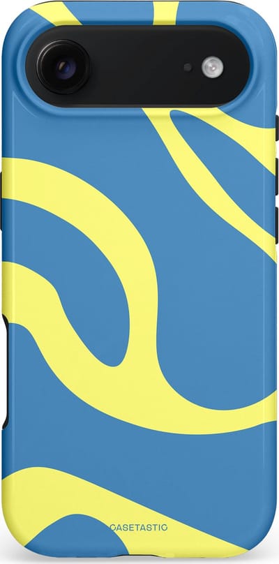 Casetastic hoesje geschikt voor Apple iPhone Air - MagSafe - Dubbellaagse bescherming - Blauwe Gele Zee Stranden - Fashion Case - Lavendel Goud Lichtblauw
