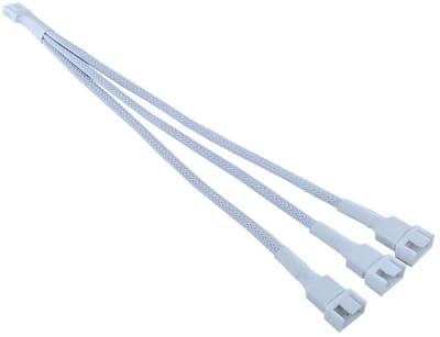 Nereb - PC Fan Splitter Kabel 1 Naar 3 – 4-Pin PWM / 3-Pin – 26 cm – Verlengkabel voor Case Fans – Wit – Voor CPU Cooler & Behuizing Ventilatoren