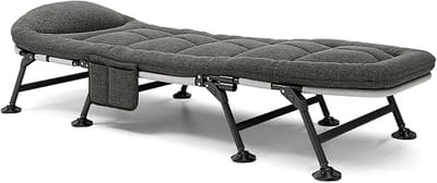 Opvouwbaar Bed - Vouwbed Volwassenen - Logeren Kamperen - Verstelbare Rugleuning - 190x65cm - Grijs